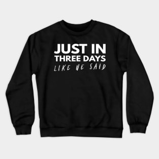 Just In Three Days Like He Said Easter Christian Crewneck Sweatshirt